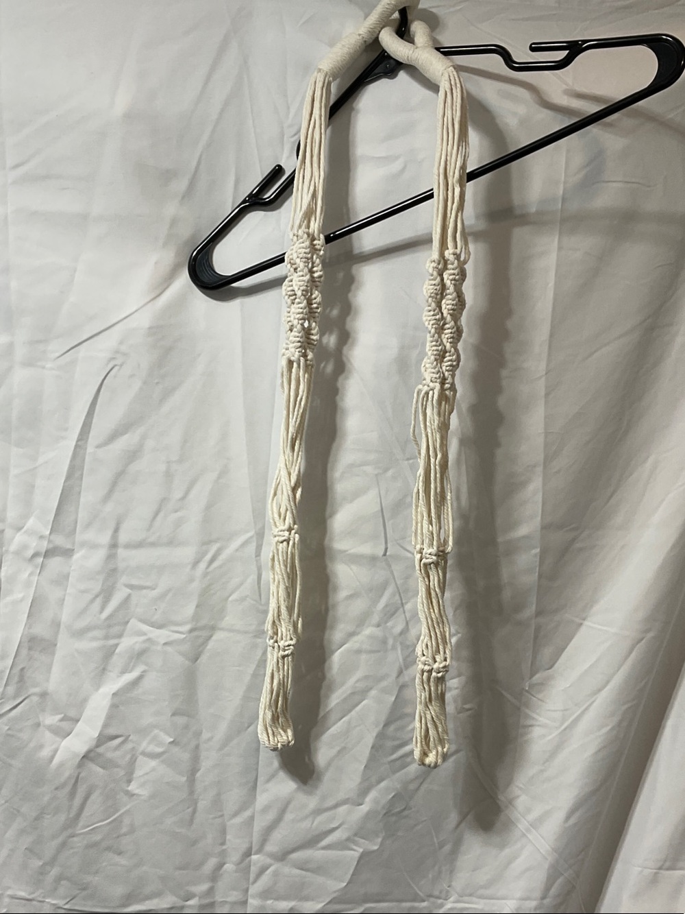 Handmade Cream Macramé Plant Holder.